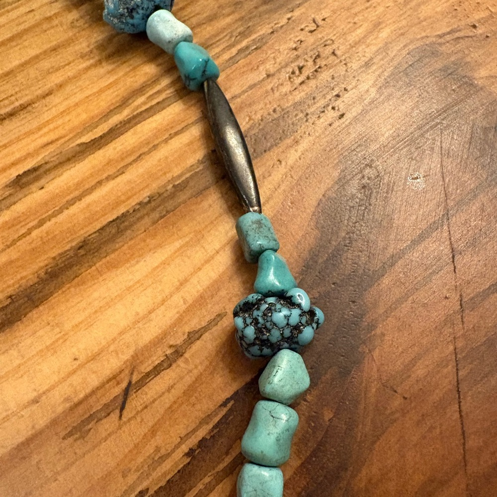 Vintage Native Navajo Beads Turquoise Nugget Necklace - Picture 5 of 5